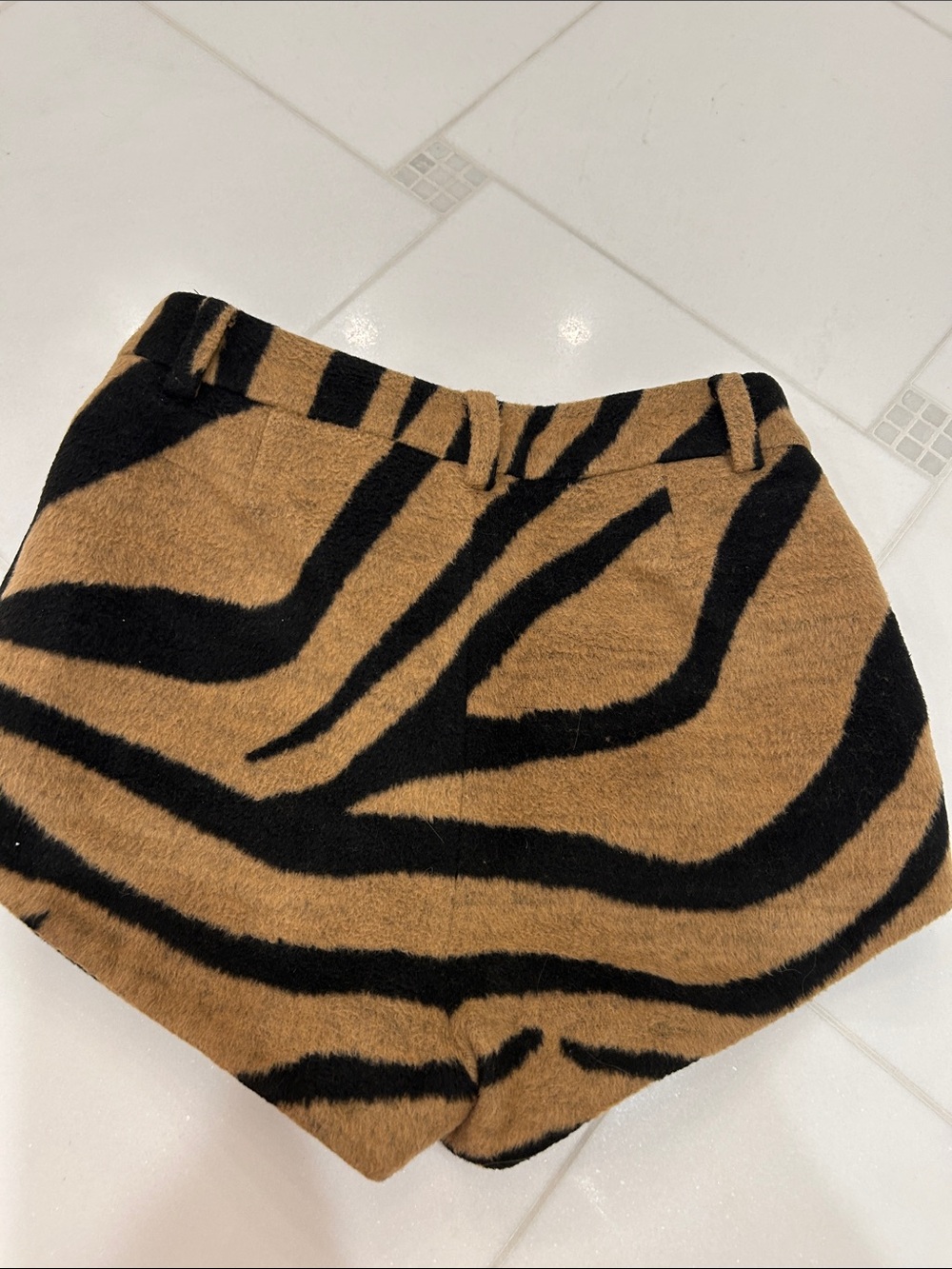 SER.O.YA High-Waist Zebra Print Shorts in Tan and Black - Picture 5 of 6
